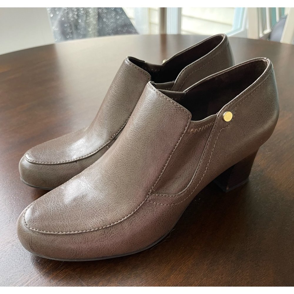 FRANCO SARTO Taupe Leather 2.75" Heel Loafer Shoes Slip On Size 8.5 M NEW IN BOX - Picture 10 of 12